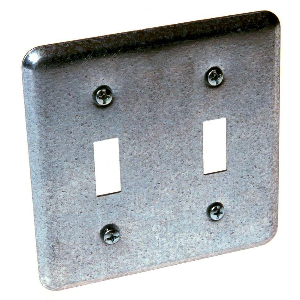 RACO 4 in. W Steel Gray 2-Gang 2-Device Toggle Switch Wall Plate 1-Pack 871