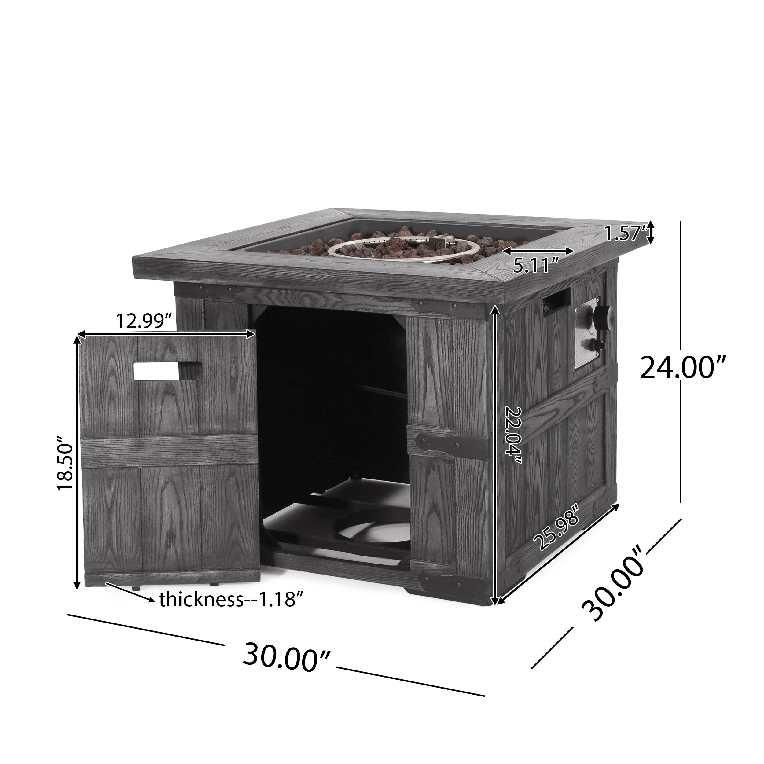 Steinaker Outdoor 40,000 BTU Lightweight Concrete Square Fire Pit