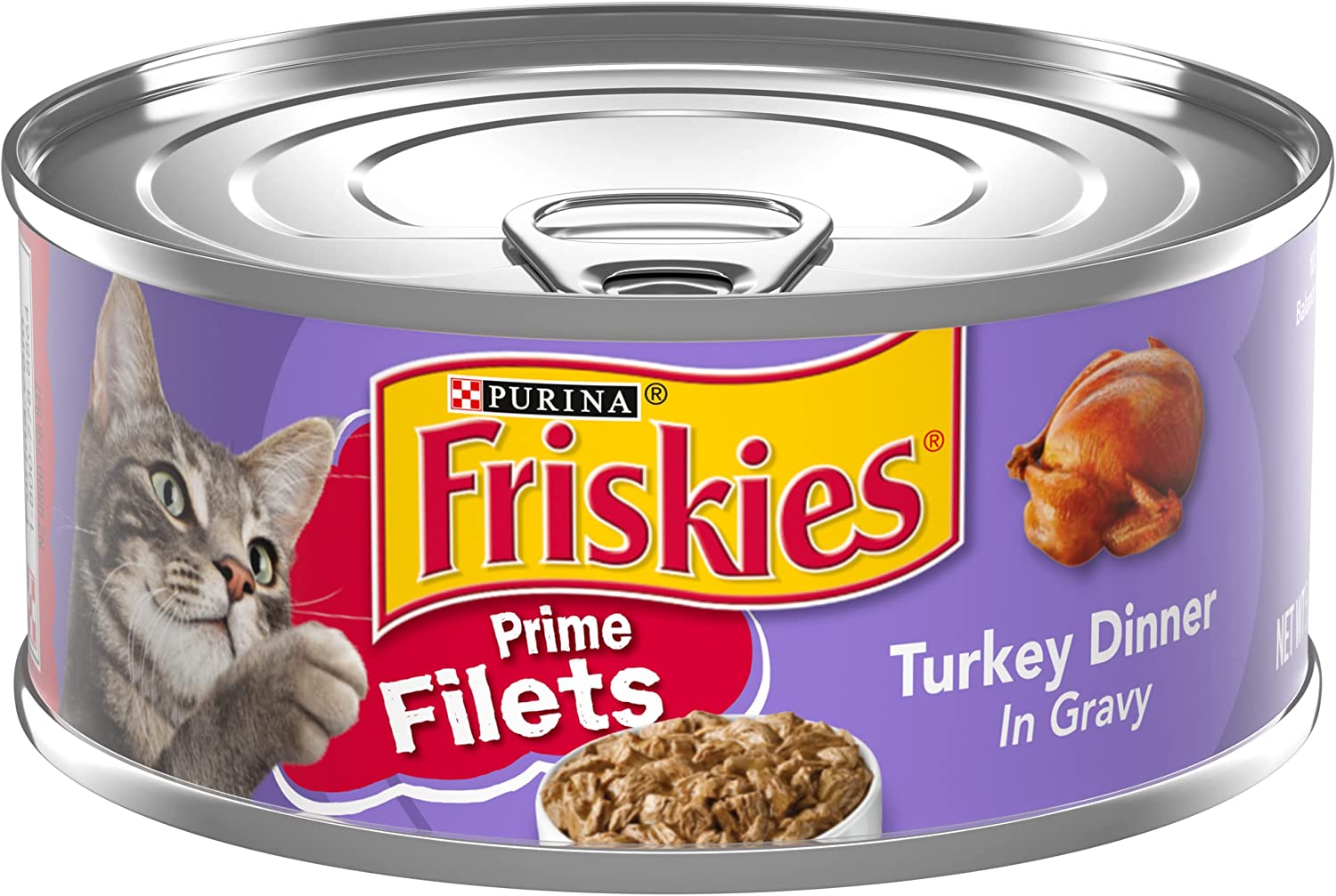 Purina Friskies Turkey Dinner in Gravy Prime Filets Canned Wet Cat Food， 5.5-oz， case of 24