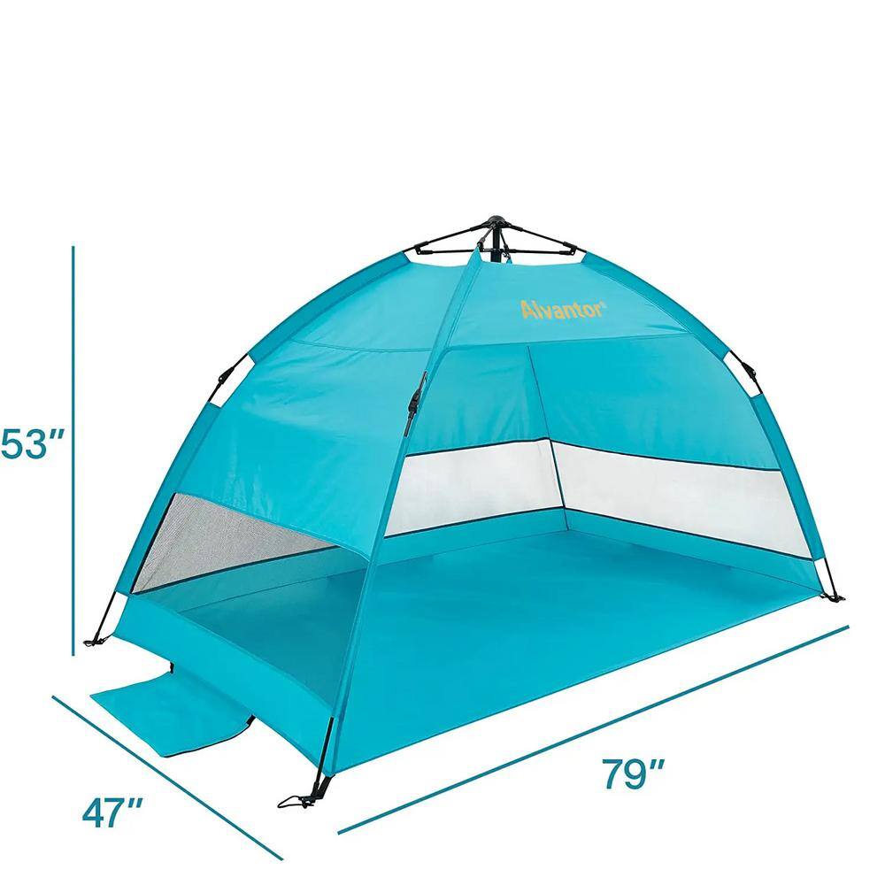 Alvantor TEAL 79 in. x 47 in. x 53 in. Instant Pop Up Portable Beach Tent Outdoor Sun Shelter Cabana UPF 50+ Carry Bag 7012