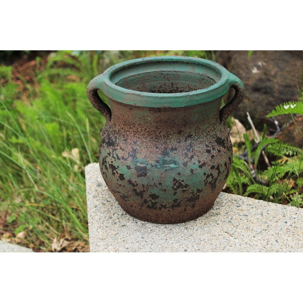 Green Earthen Ware Terracotta Planter with Handles   7.5\