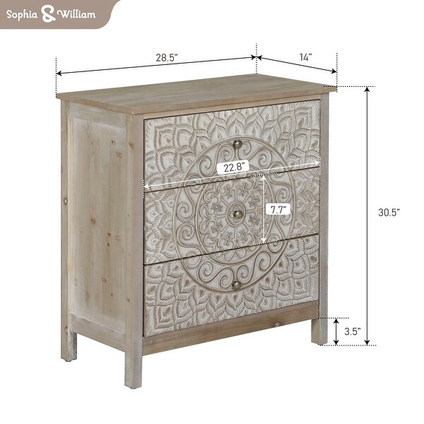 Sophia and William Accent Console Table 3- drawer Storage Floor Cabinet