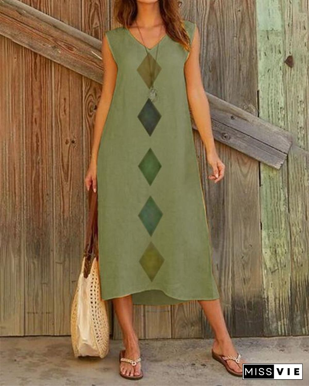 Rectangle Sleeveless Women Holiday Daily Fashion Maxi Dresses