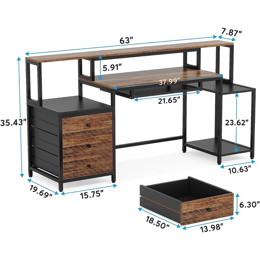 Computer Desk with 3 Drawers  63\