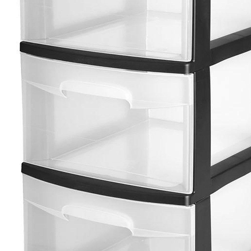 Sterilite 3-Drawer Storage Cart Clear with Black Frame (4-Pack) 4 x 28309002