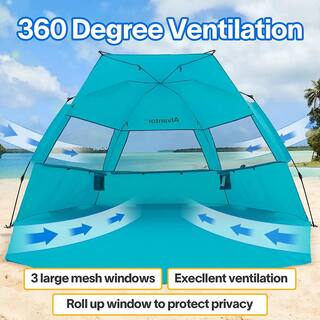 Alvantor TEAL PLUS 96 in. x 102 in. x 52 in. Instant Pop Up Portable Beach Tent Outdoor Sun Shelter Cabana UPF 50+ Carry Bag 7011