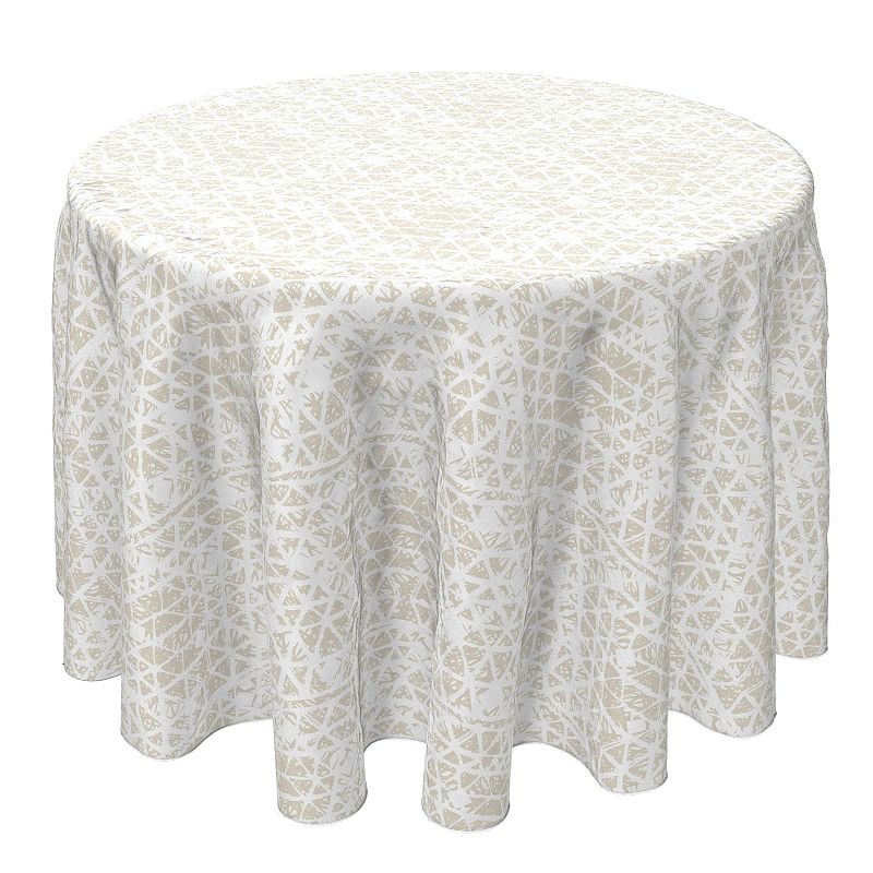 Round Tablecloth， 100% Cotton， 60 Round， Tan Shibori