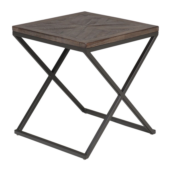 Elgin Mango and Metal Accent Side Table with Cross Leg Base