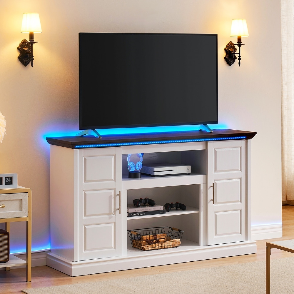 Efrin 58 inch TV Stand Hidden LED Light TV Cabinet and Storage Drawer   58\