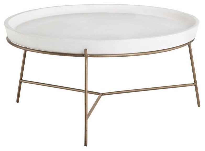 Sunpan MIXT Remy Coffee Table   Antique Brass   Ivory   Contemporary   Coffee Tables   by Unlimited Furniture Group  Houzz