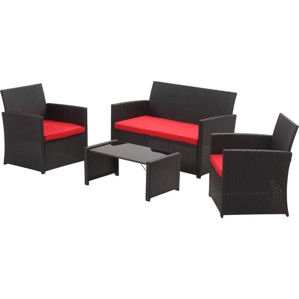 Zenova Outdoor 4-piece Wicker Sofa Furniture Set - Overstock - 35725167