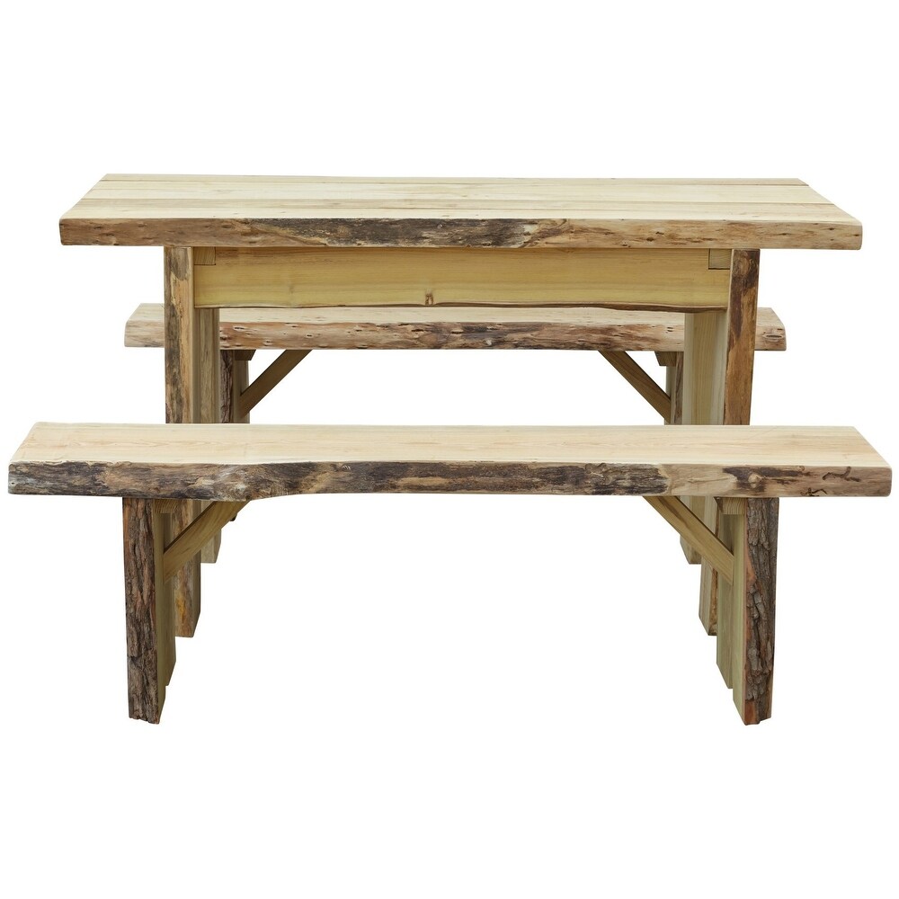 Live Edge Locust Wood 5' Autumnwood Table with 5' Wildwood Benches