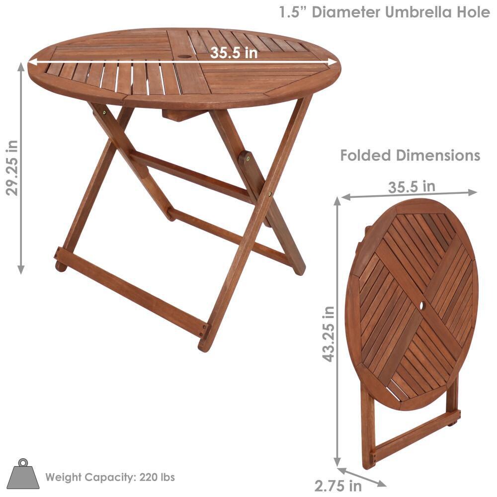 Ultimate Patio 35 1/2-Inch Meranti Wood Folding Round Table