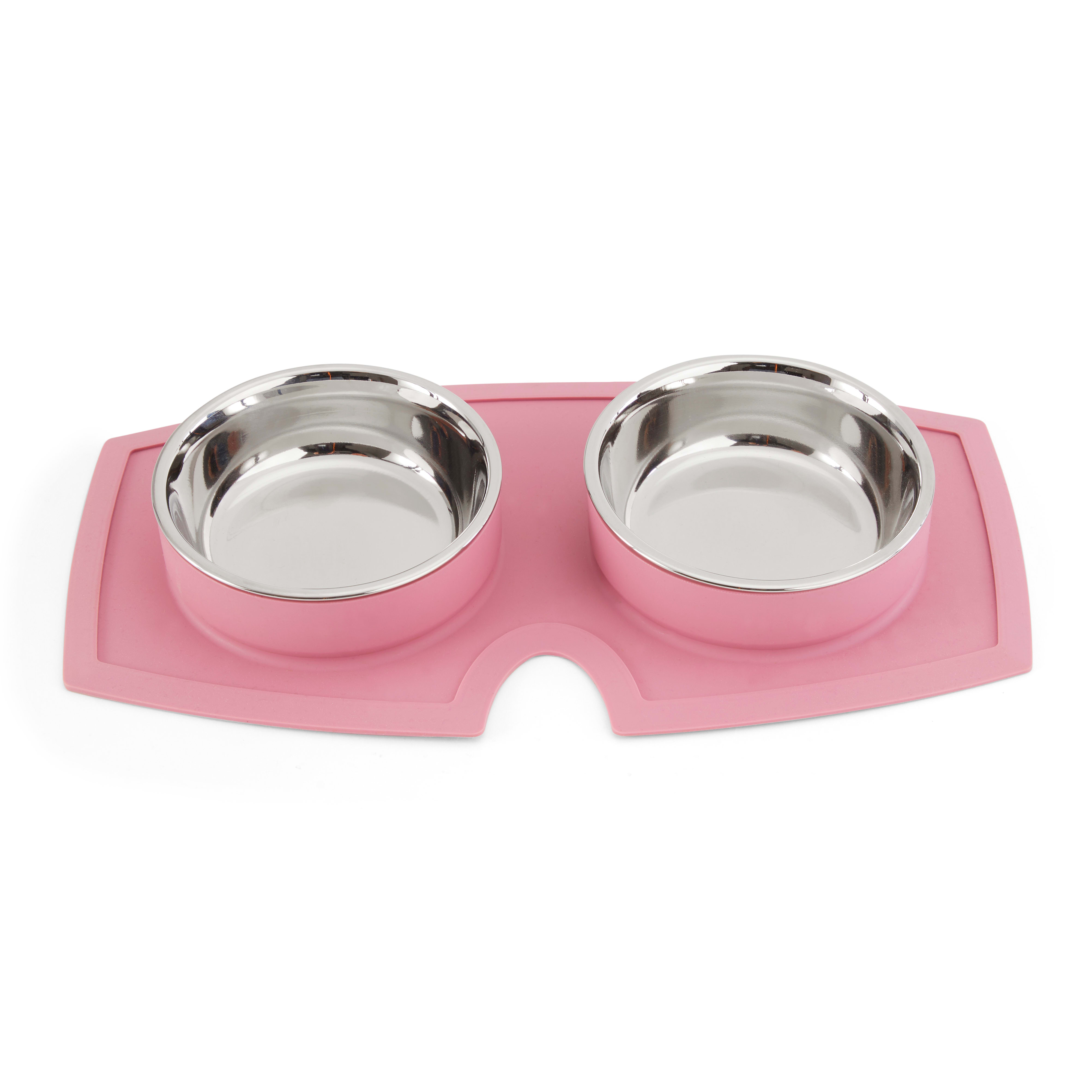 EveryYay Better Together Mauve Silicone Double Diner for Cats， 0.95 Cups