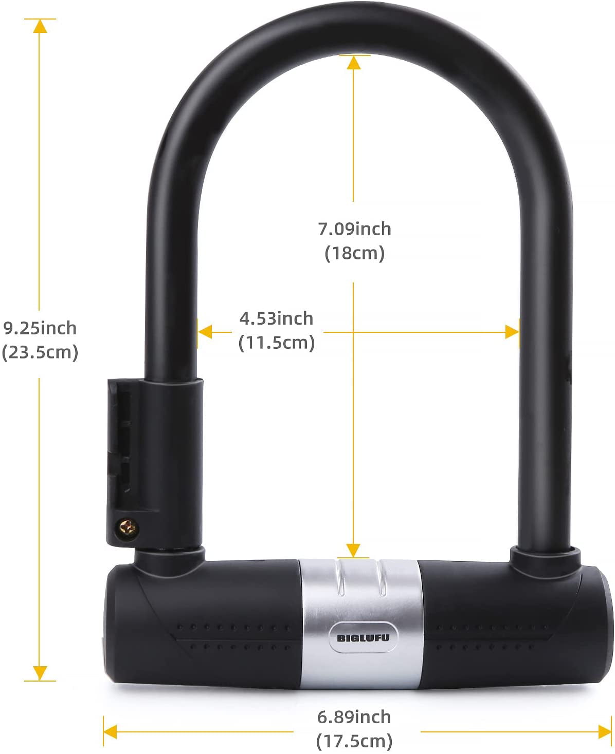 BIGLUFU Bike Locks - 10mm Heavy Duty U Lock with U-Lock Shackle and Bicycle Lock Mount Holder + 1800mm Steel Chain Cable Bike Lock