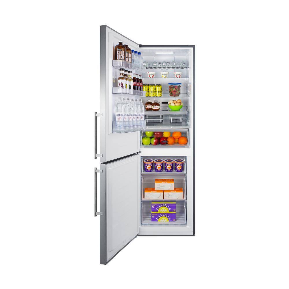 Summit Appliance 24 in. 10.6 cu. ft. Bottom Freezer Refrigerator in Stainless Steel Counter Depth LBF249LHD