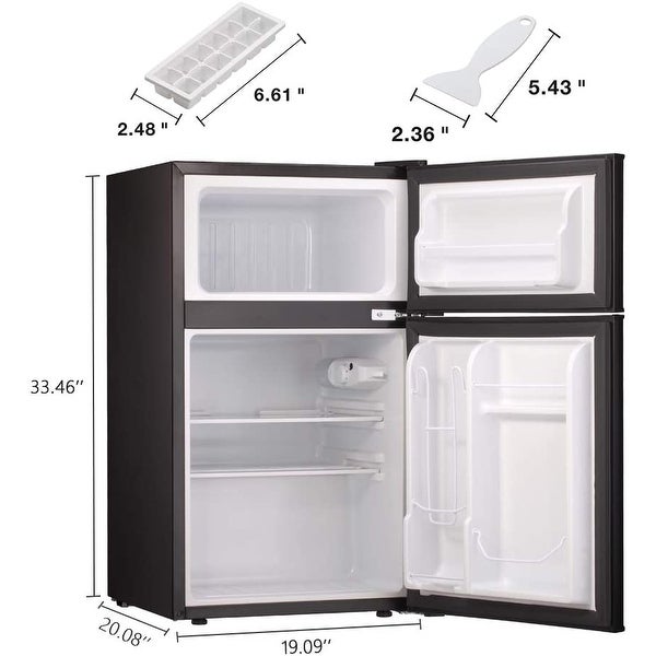 3.2 Cu.Ft Freestanding Compact Refrigerator with Freezer，2 Doors