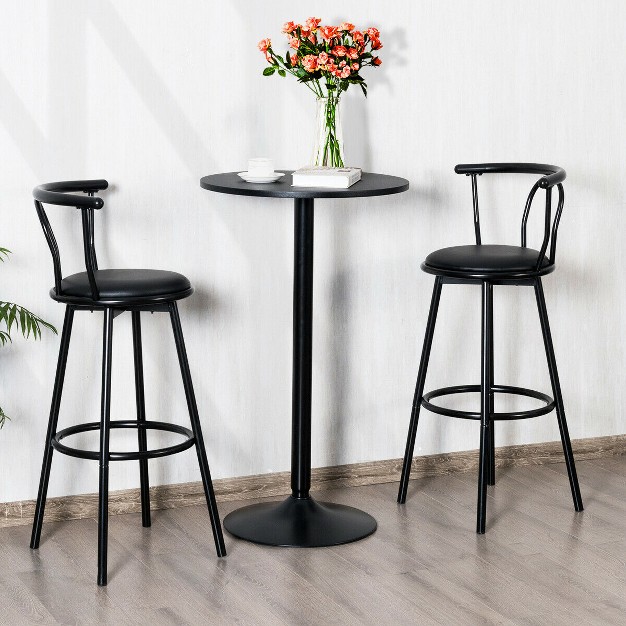 Bistro Bar Height Cocktail Table W metal Base Black