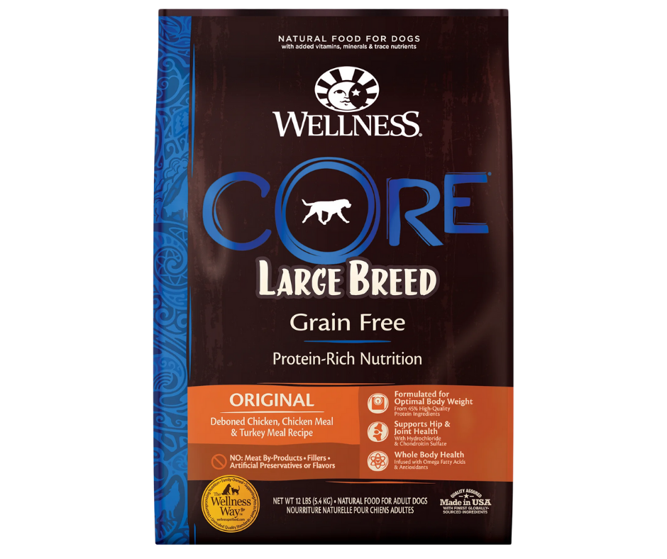 Wellness CORE - Large Breed， Adult Dog Grain-Free， Deboned Chicken， Ch