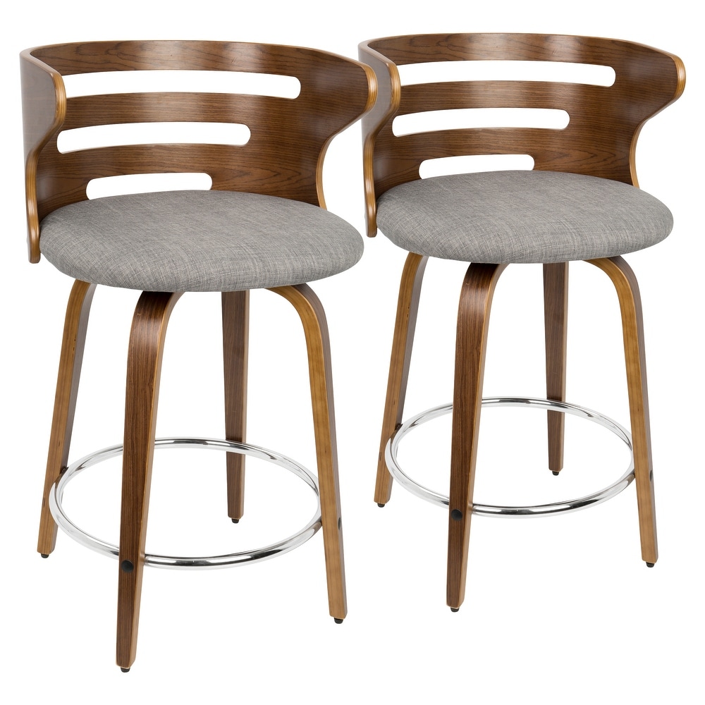 Wooden Counter Stool with Swivel and Back  Set of 2