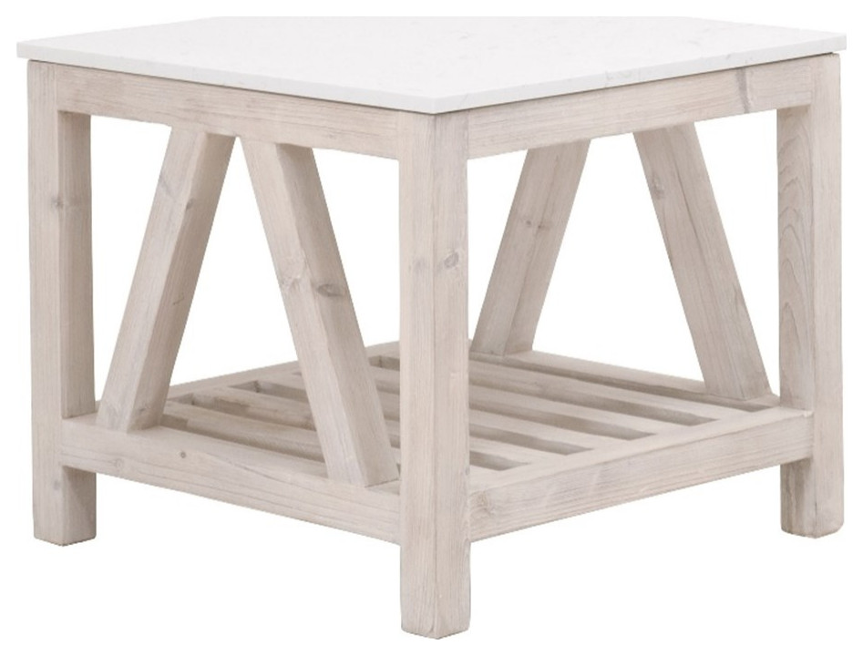 Star International Furniture Bella Antique Spruce Wood End Table in White Wash   Farmhouse   Side Tables And End Tables   by Homesquare  Houzz