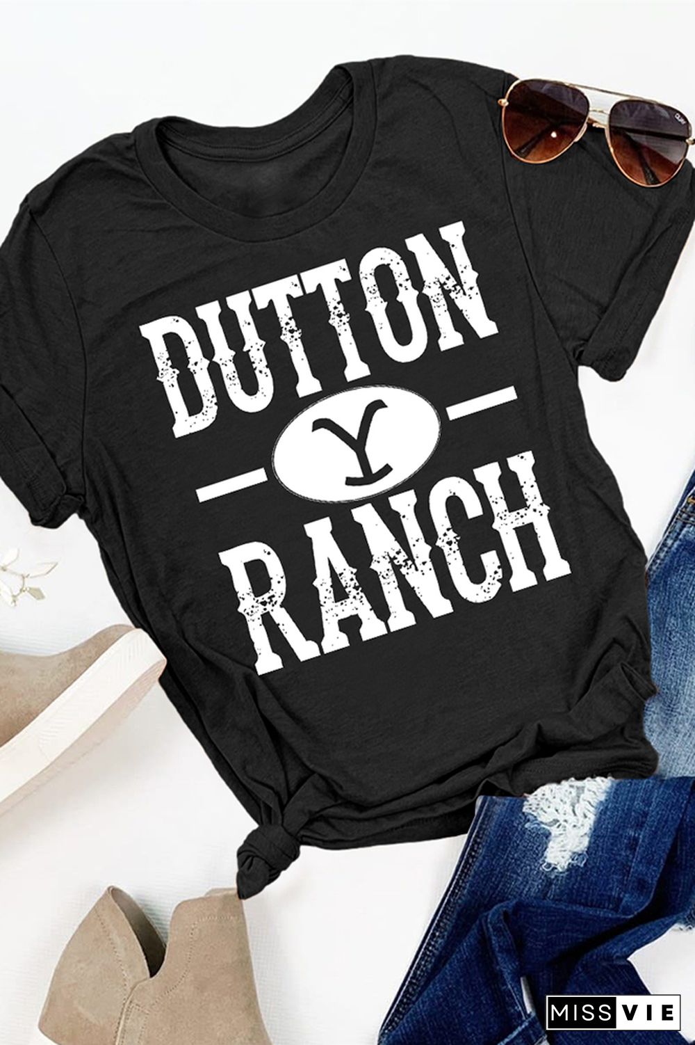 OUTTON RANCH Print Graphic Tees for Women Wholesale Short Sleeve T shirts Top