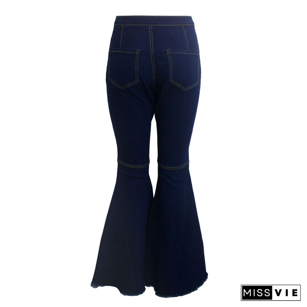 High Waist Stretch Plus Size Flare Jeans Pants