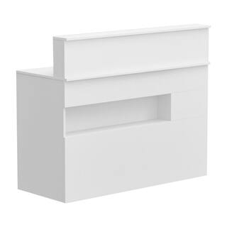 FUFUGAGA White Wooden Commercial Writing Desk Computer Desk w 2 Drawers Keyboard Tray and Eco-Friendly Paint Finish 47.2 in. W LBB-KF250007-01-c1