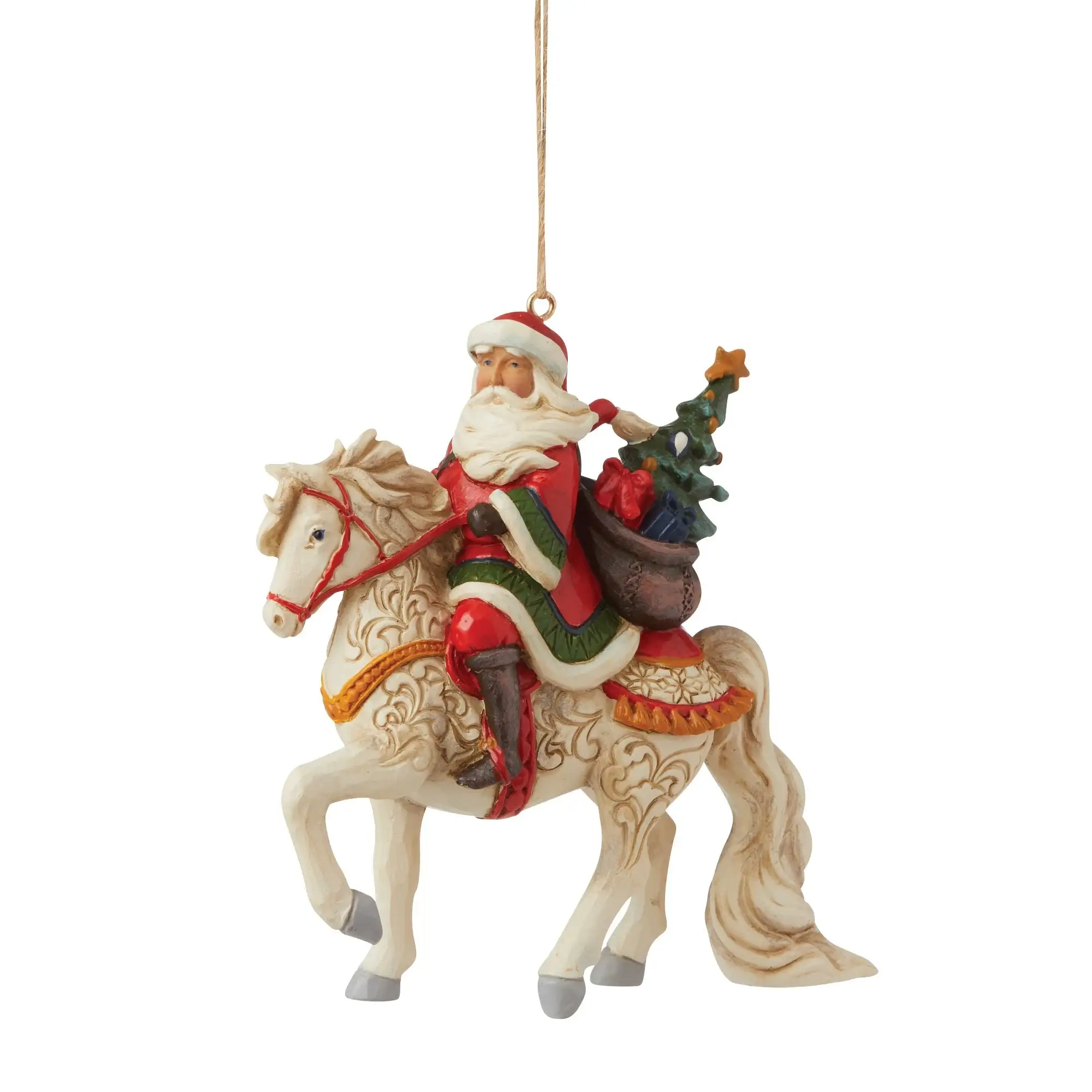 Santa Riding White Horse Orn