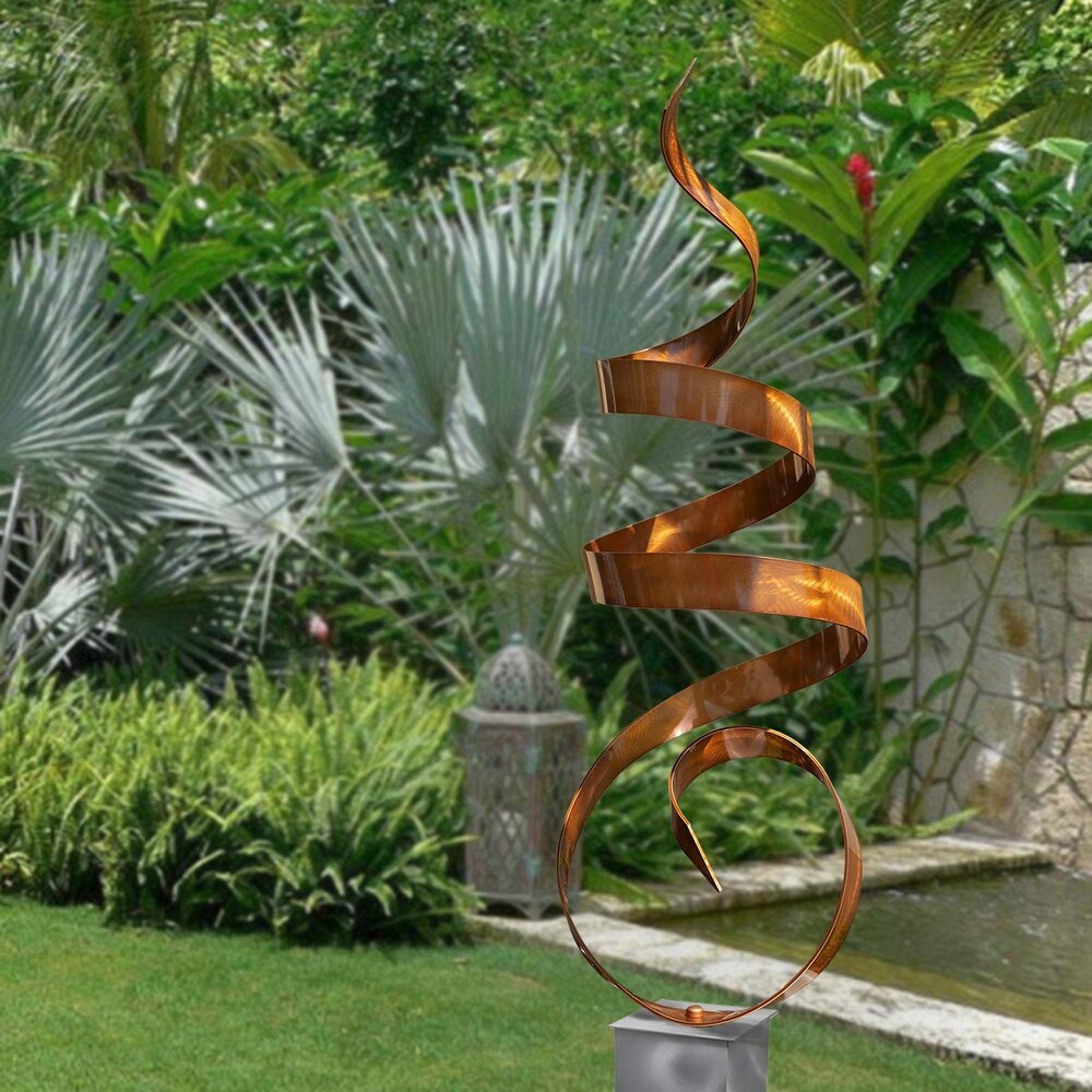 Statements2000 Large Abstract Metal Sculpture Modern Indoor Outdoor Decor by Jon en   Sea Breeze with Silver Base