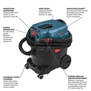 Bosch 9 Gallon Corded WetDry Dust Extractor Vacuum with Auto Filter Clean and HEPA Filter VAC090AH