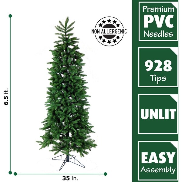 Fraser Hill Farm 6.5 Ft. Carmel Pine Slim Artificial Christmas Tree