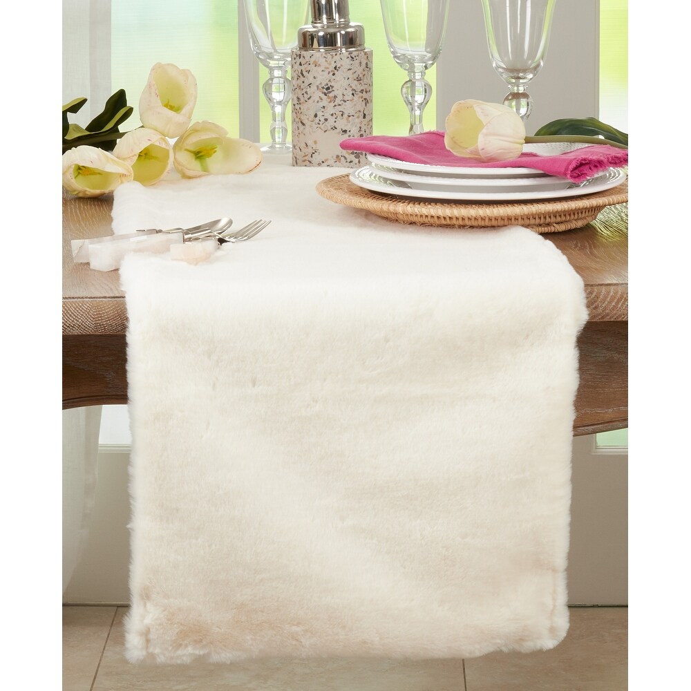 Table Runner With Faux Rabbit Fur Design