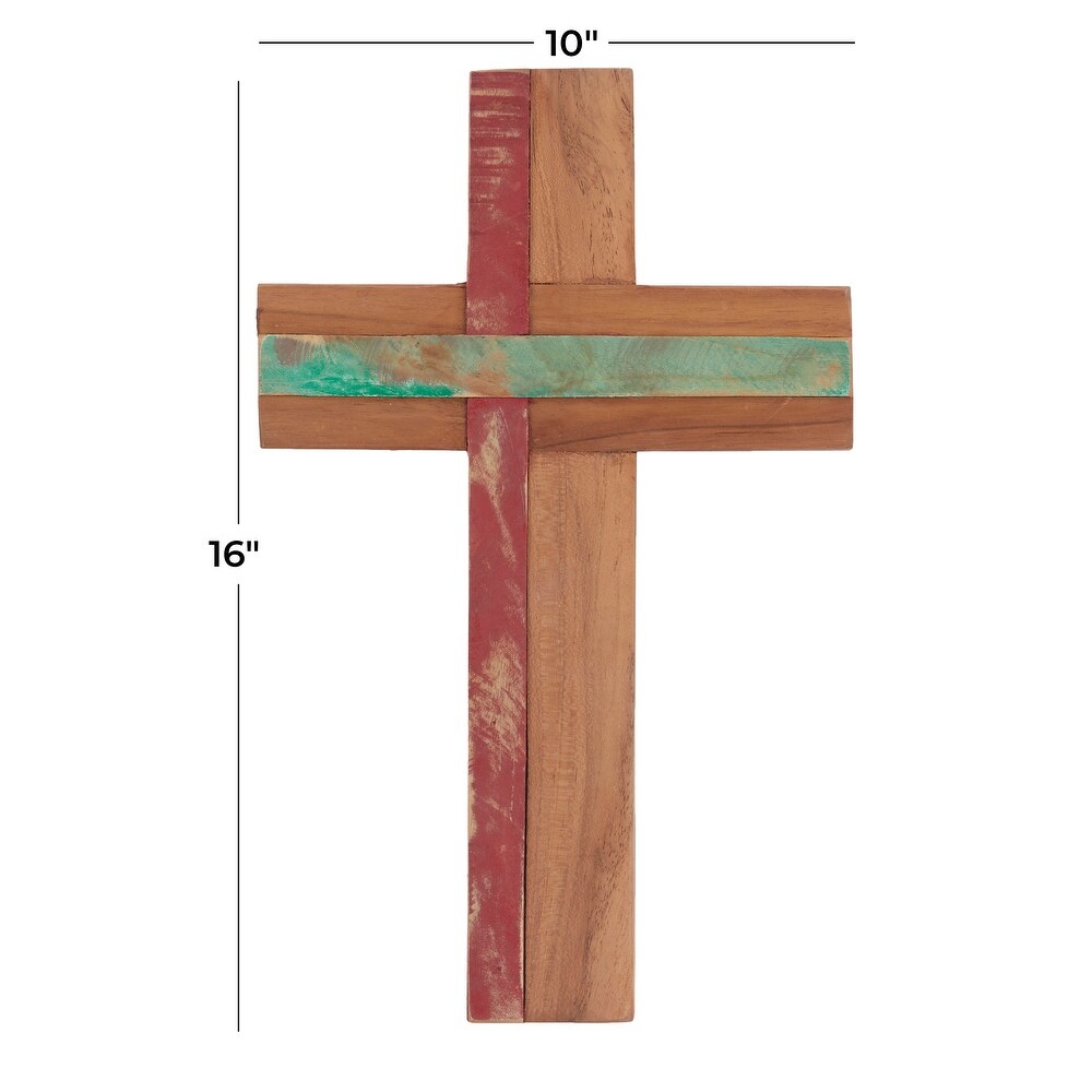 Brown Wood Rustic Wall Decor Cross 16 x 10   10 x 4 x 18