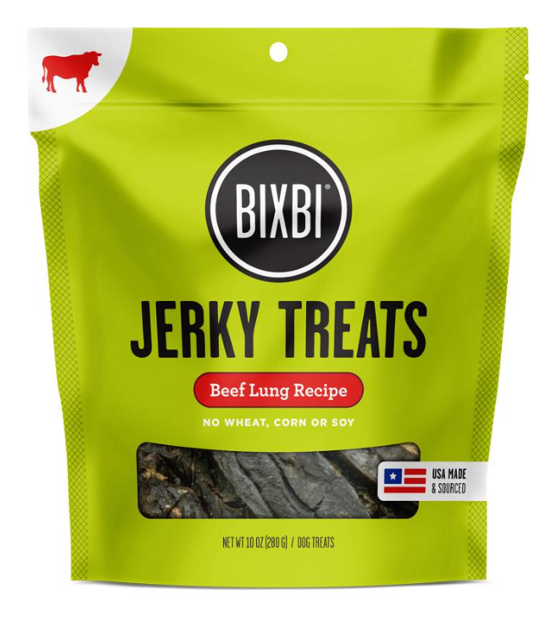 Bixbi Original Beef Lung Jerky Dog Treats， 10oz.