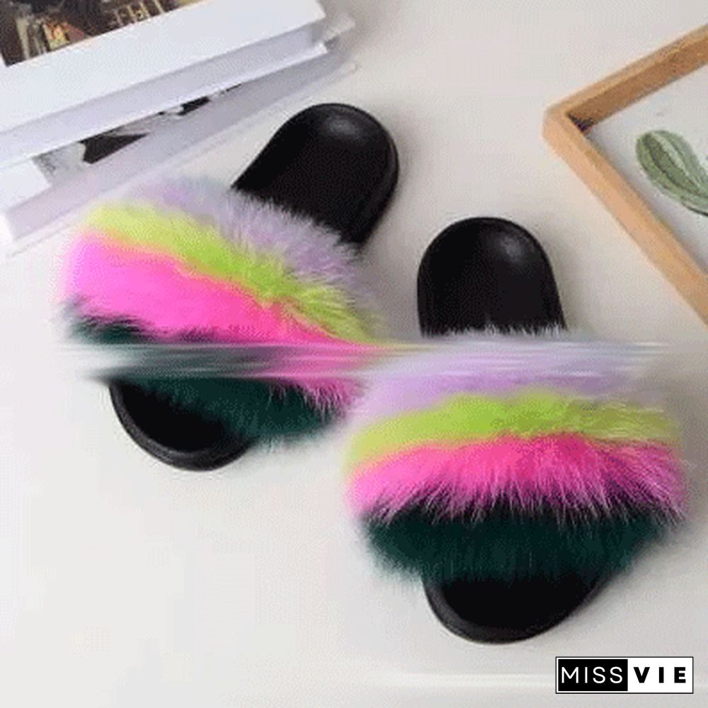 Furry Slippers Flat Half-drag Slippers