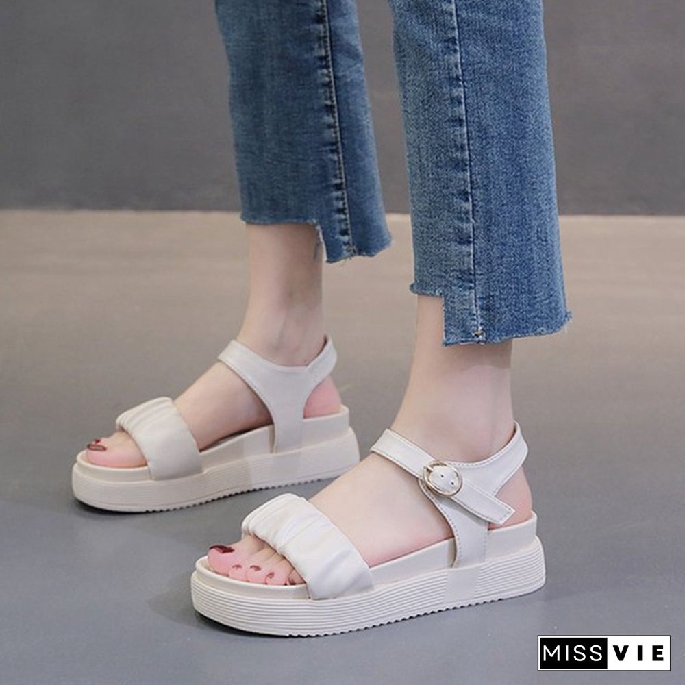 Women Sandals Summer Casual Platform Shoes Fashion Open Toe Ankle Buckle Strap Sandals Beach Sport Sandalia