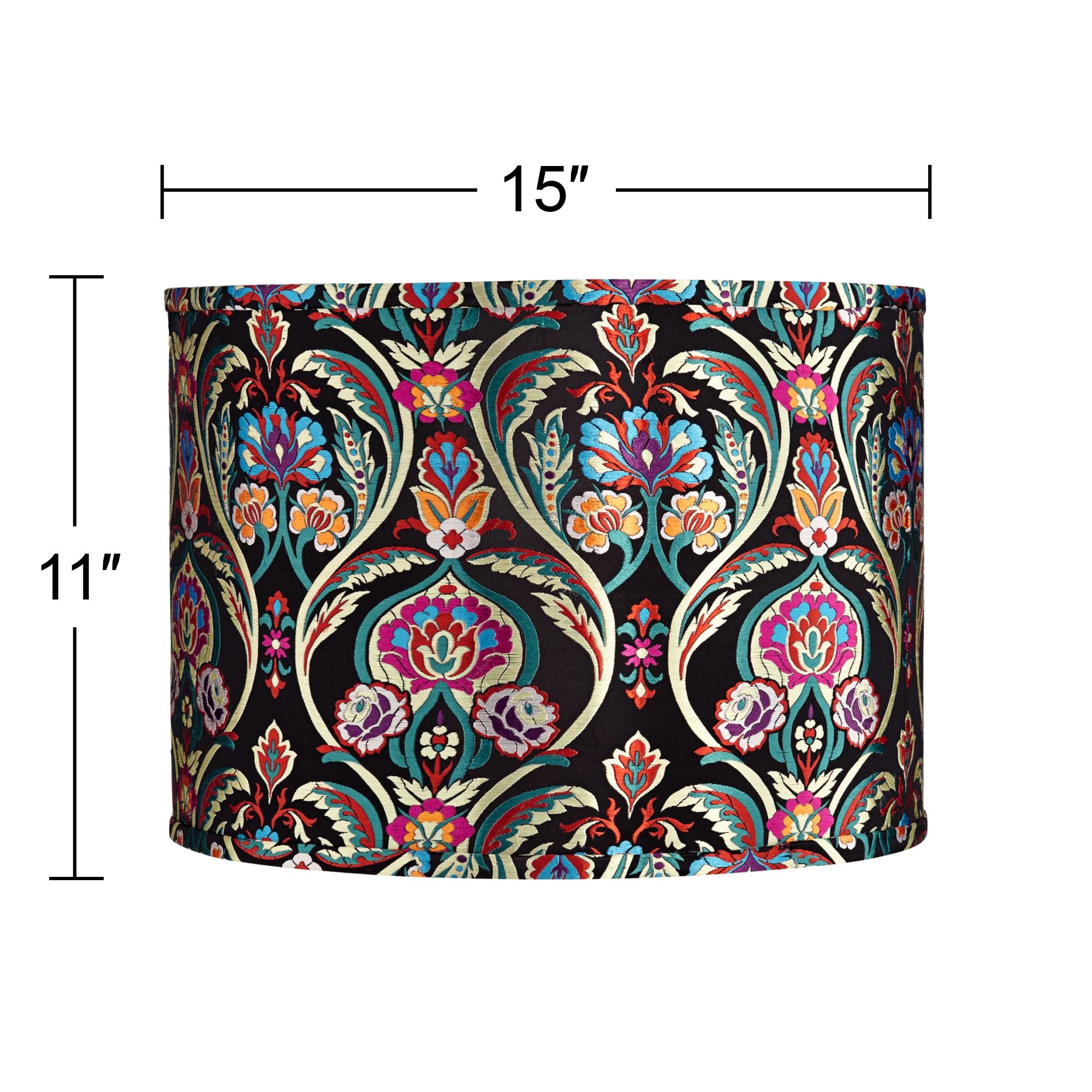 Springcrest Multi-Color Embroidered Medium Drum Lamp Shade 15