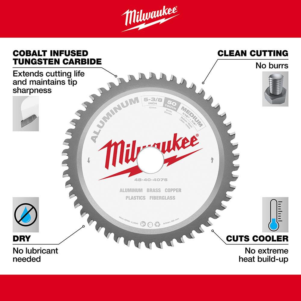 Milwaukee Non-Ferrous Metal Circular Saw Blade 48-40-4075M910 from Milwaukee