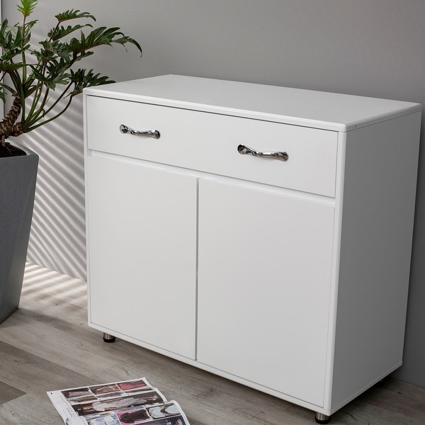 White Two Door Side Table