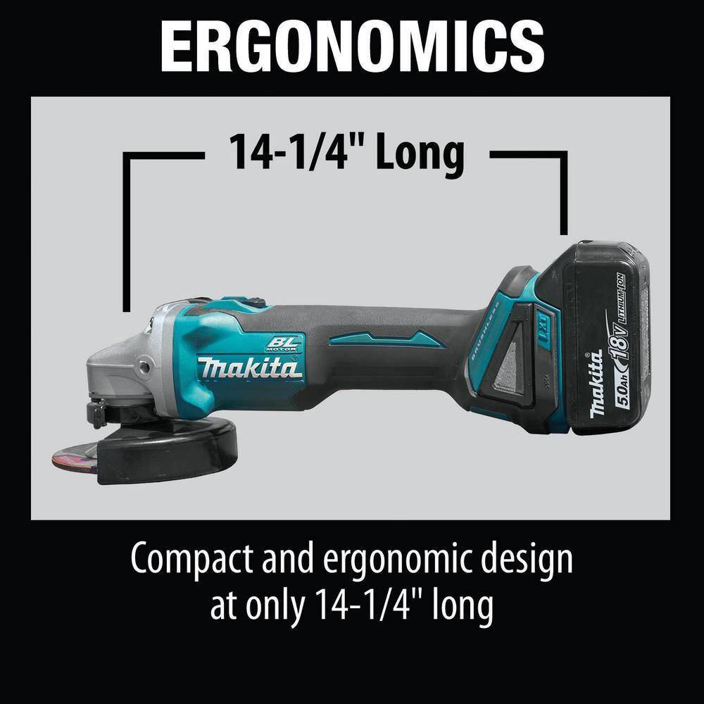 Makita 18V LXT Brushless Cordless 4-12 in.5 in. Cut-OffAngle Grinder KitBonus 5 in. Dust Extracting Surface Grinding Shroud XAG04T-195236-5