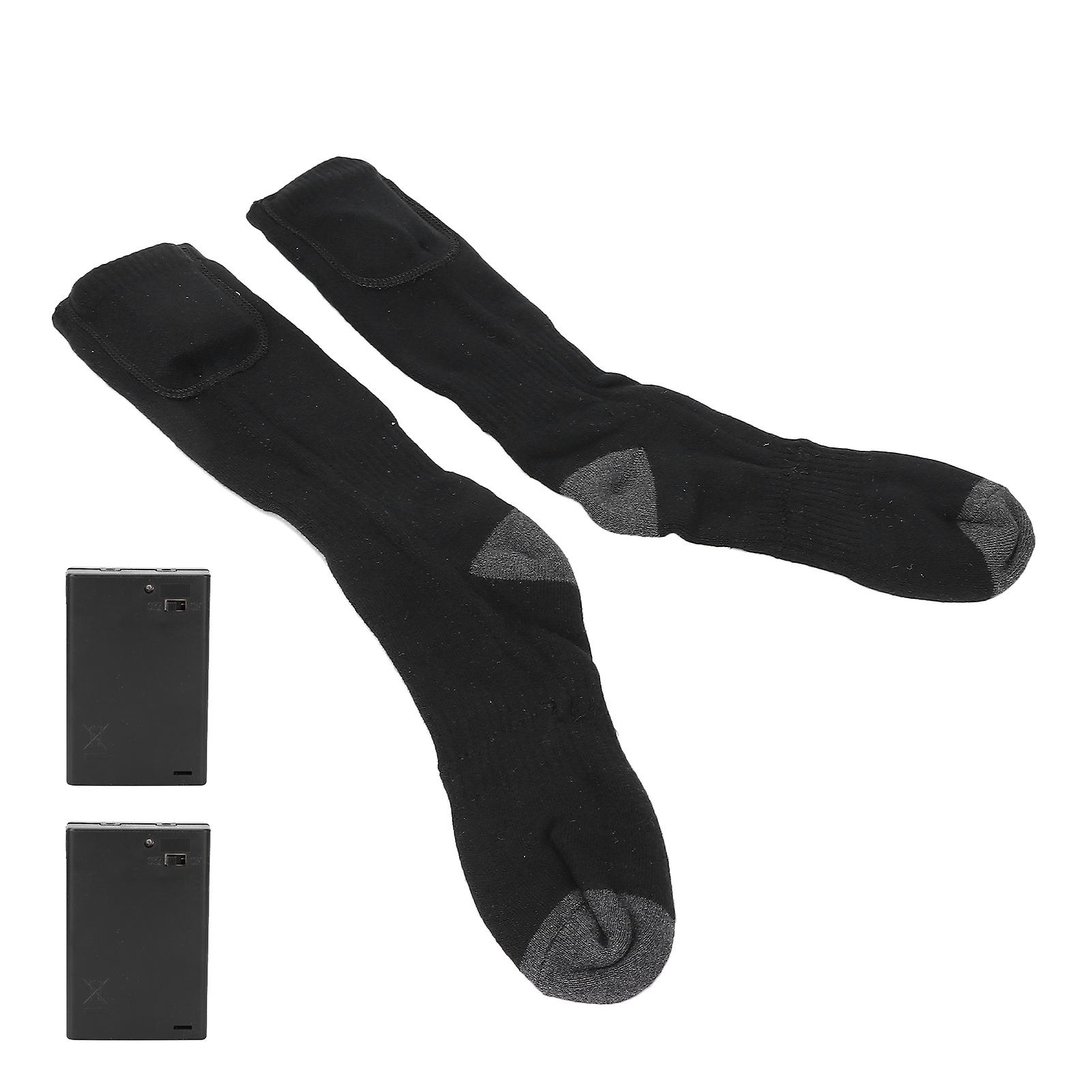 Winter Outdoor Sports Thicken Electric Heated Socks Battery Heating Cotton Stockings Black