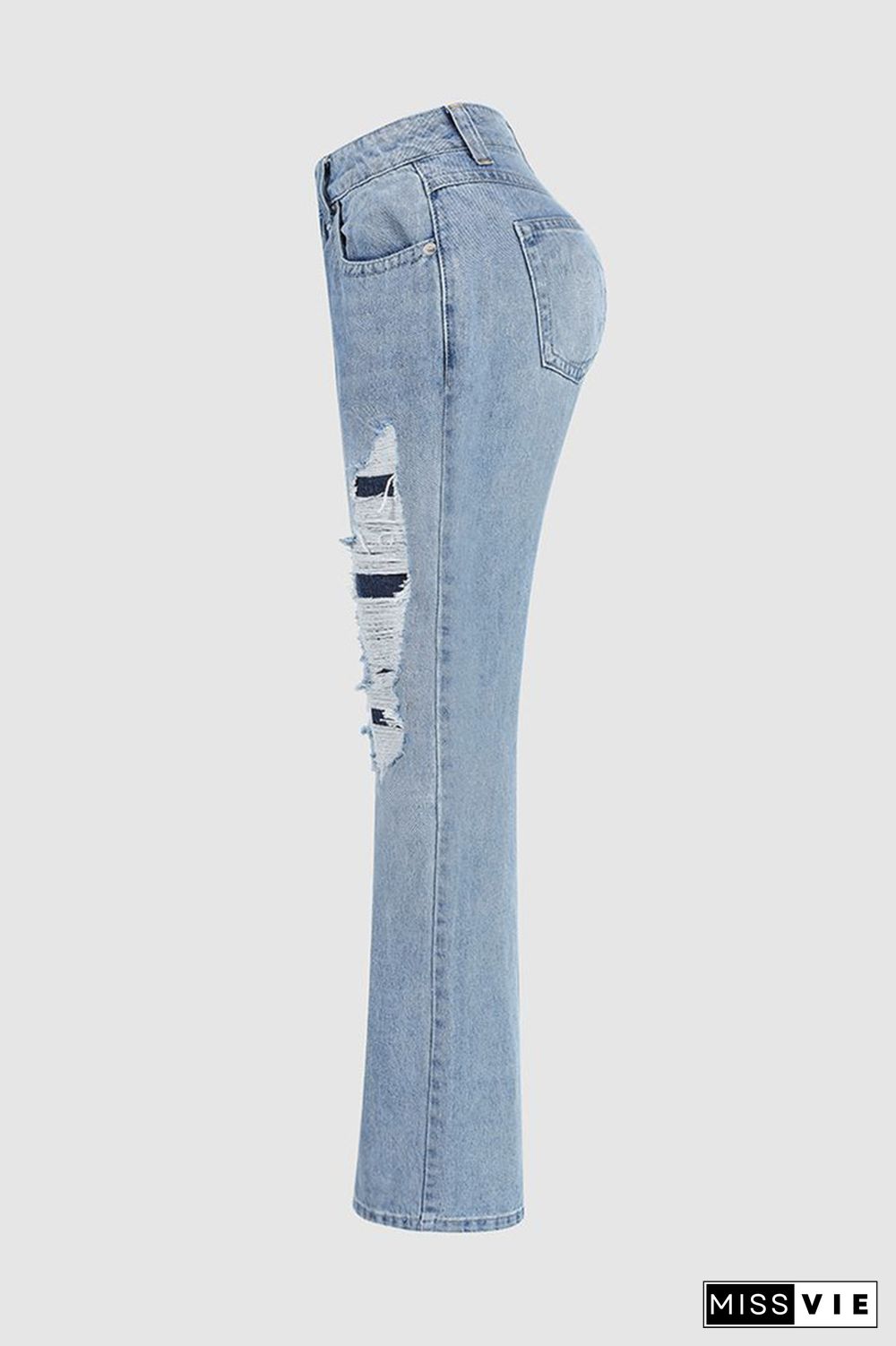 Ripped Low Rise Bootcut Jeans