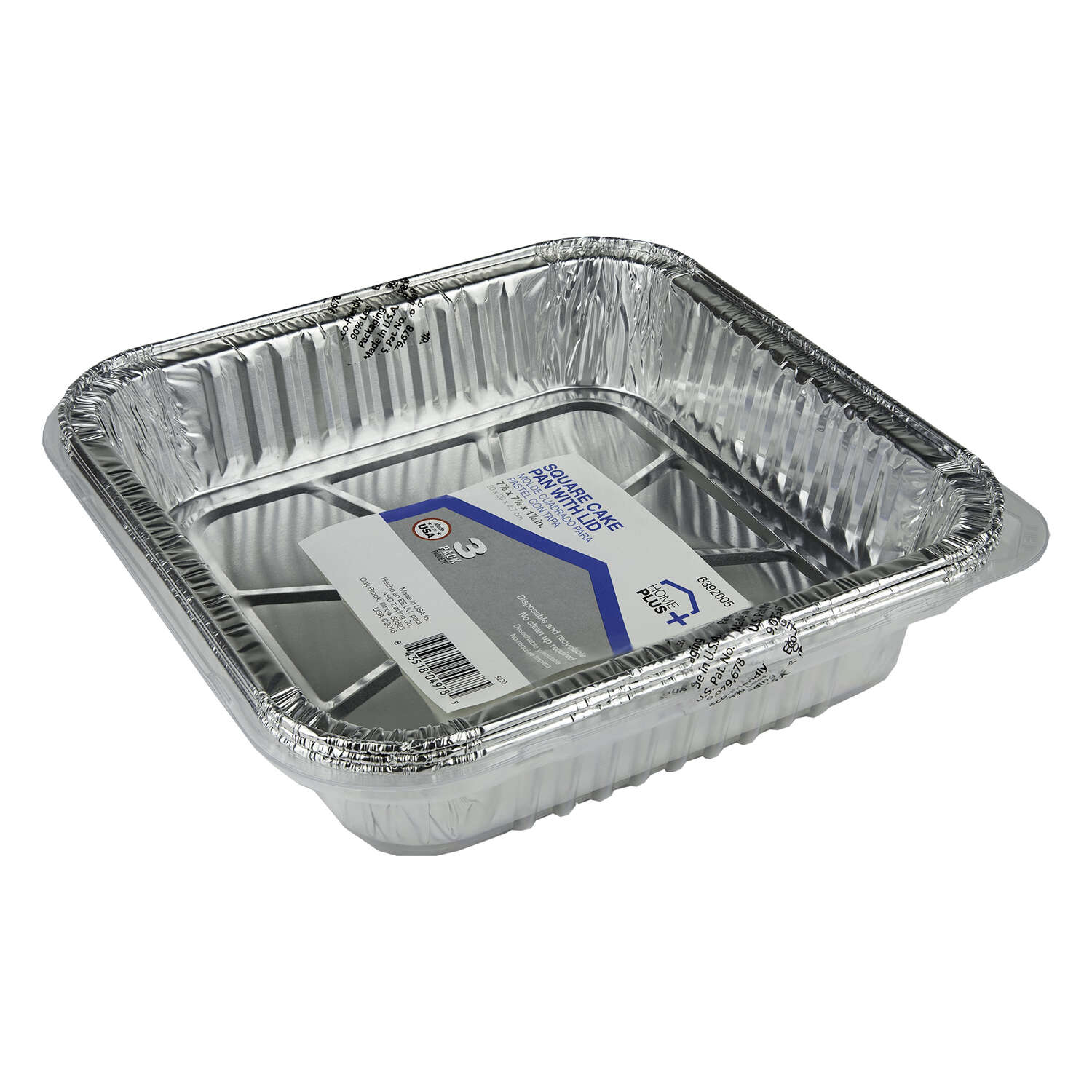 Home Plus Durable Foil 7-7/8 in. W X 7-7/8 in. L Cake Pan Silver 3 pk