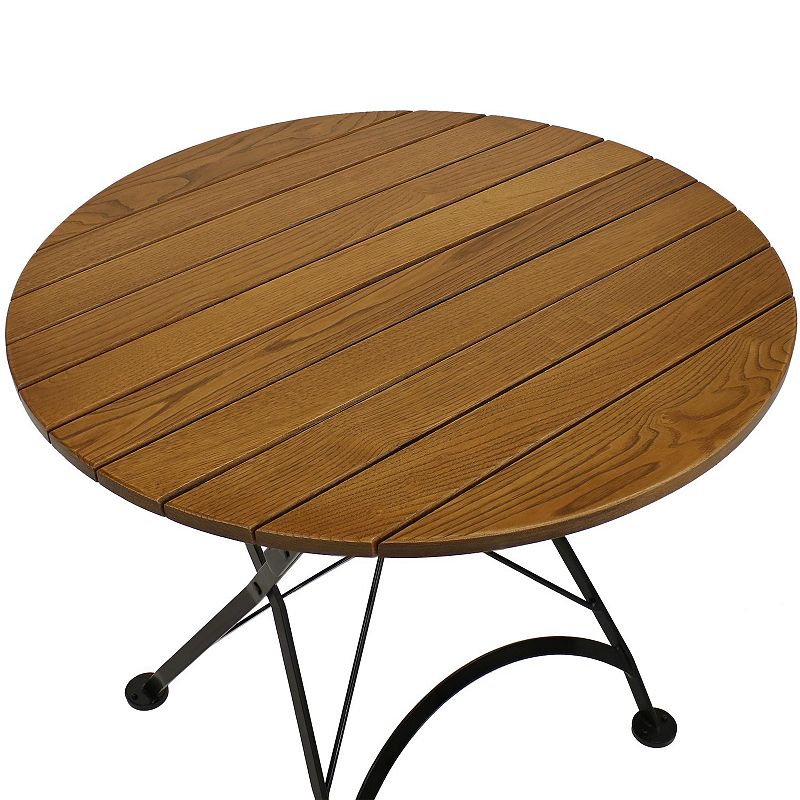 Sunnydaze 32 in European Chestnut Wood Folding Round Patio Bistro Table