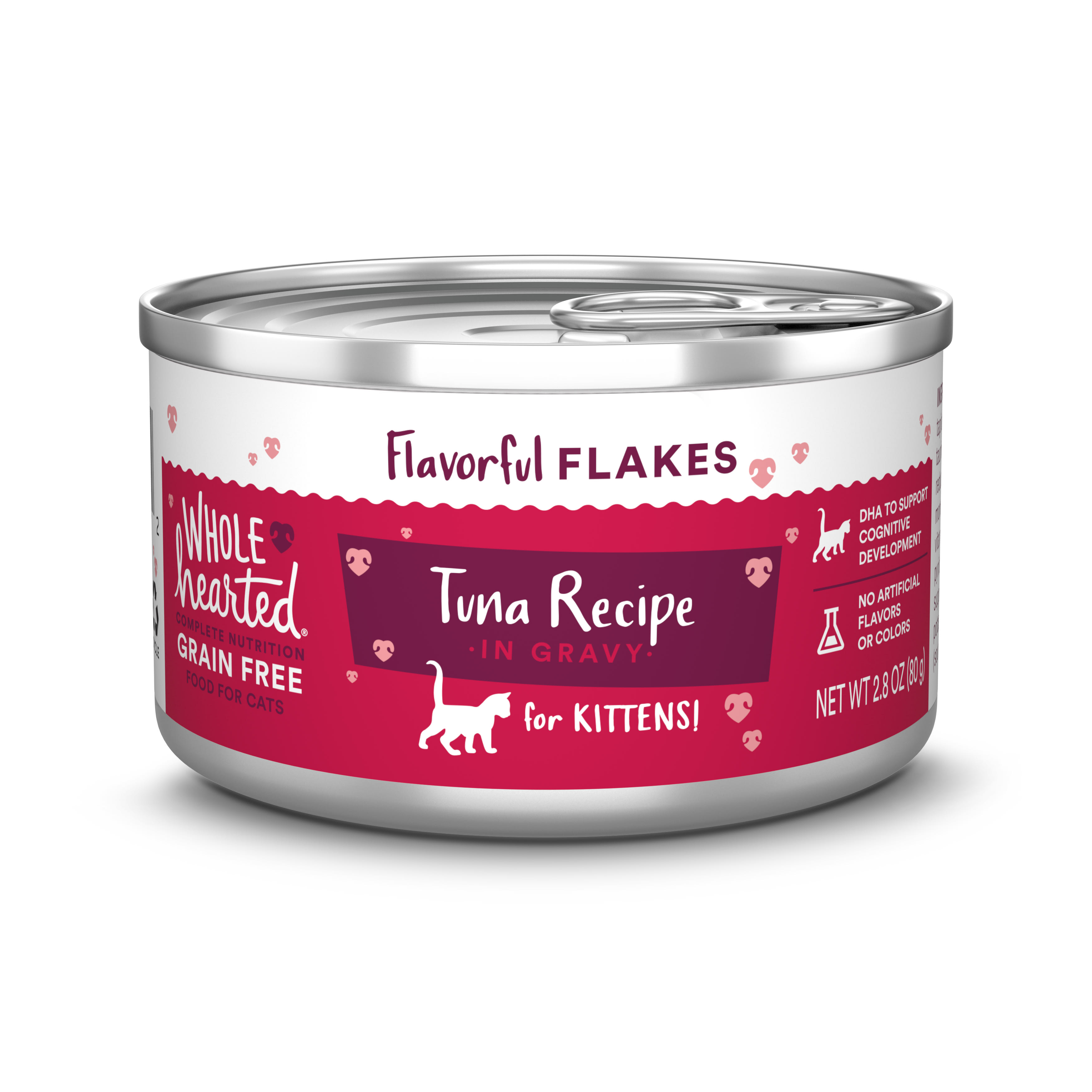 WHOLEHEARTED Canned Kitten Food - Grain Free Tuna Recipe Flaked in Gravy， 2.8 OZ， Case of 12