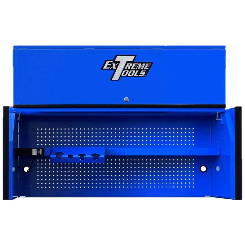 Extreme Tools RX Series 55 in. Blue Triple Bank Hutch with Gloss Black Handle and Trim RX552501HCBLBK