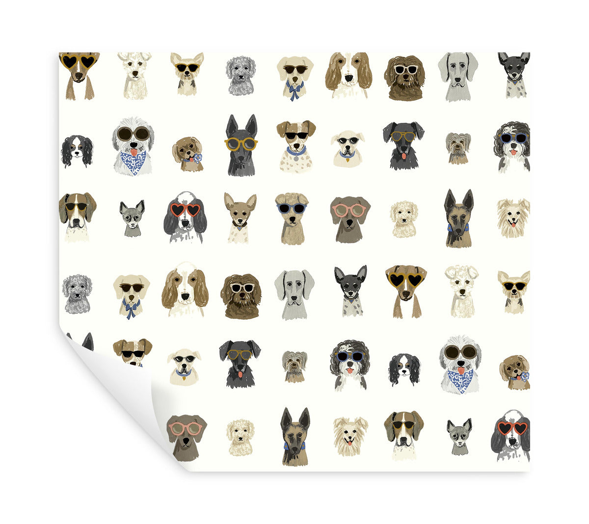 Dog Days Multi White Peel & Stick Wallpaper by York Wallcoverings