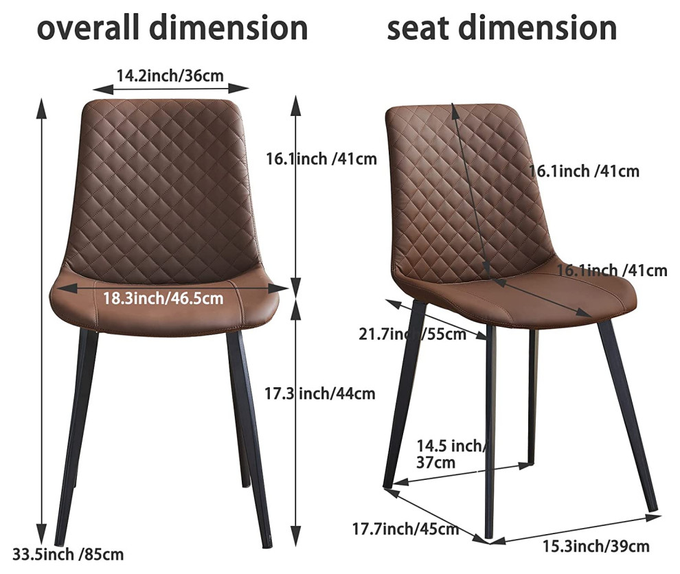 Set of 4 Dining Chair  Metal Frame With Faux Leather Seat and Sloped Back   Transitional   Dining Chairs   by Declusia  Houzz