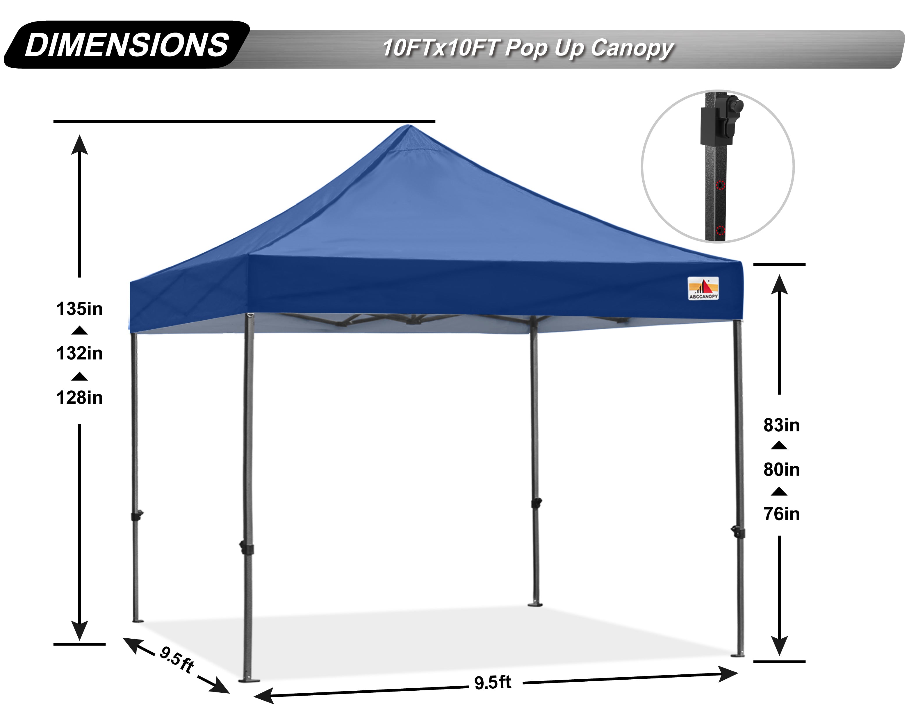 ABCCANOPY 10ft x 10ft Sturdy Instant Shelter Metal Outdoor Pop up Canopy，NavyBlue